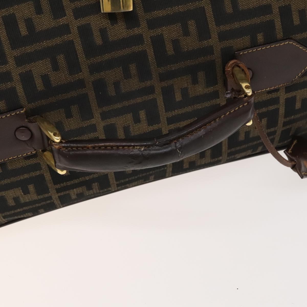 FENDI Zucca Canvas Carry Case Suitcase Black Brown Auth bs26889