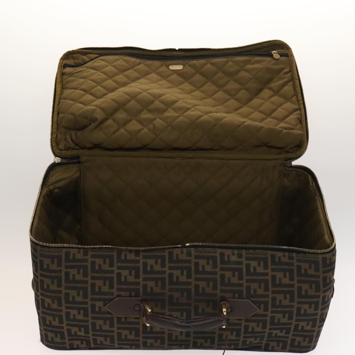 FENDI Zucca Canvas Carry Case Suitcase Black Brown Auth bs26889