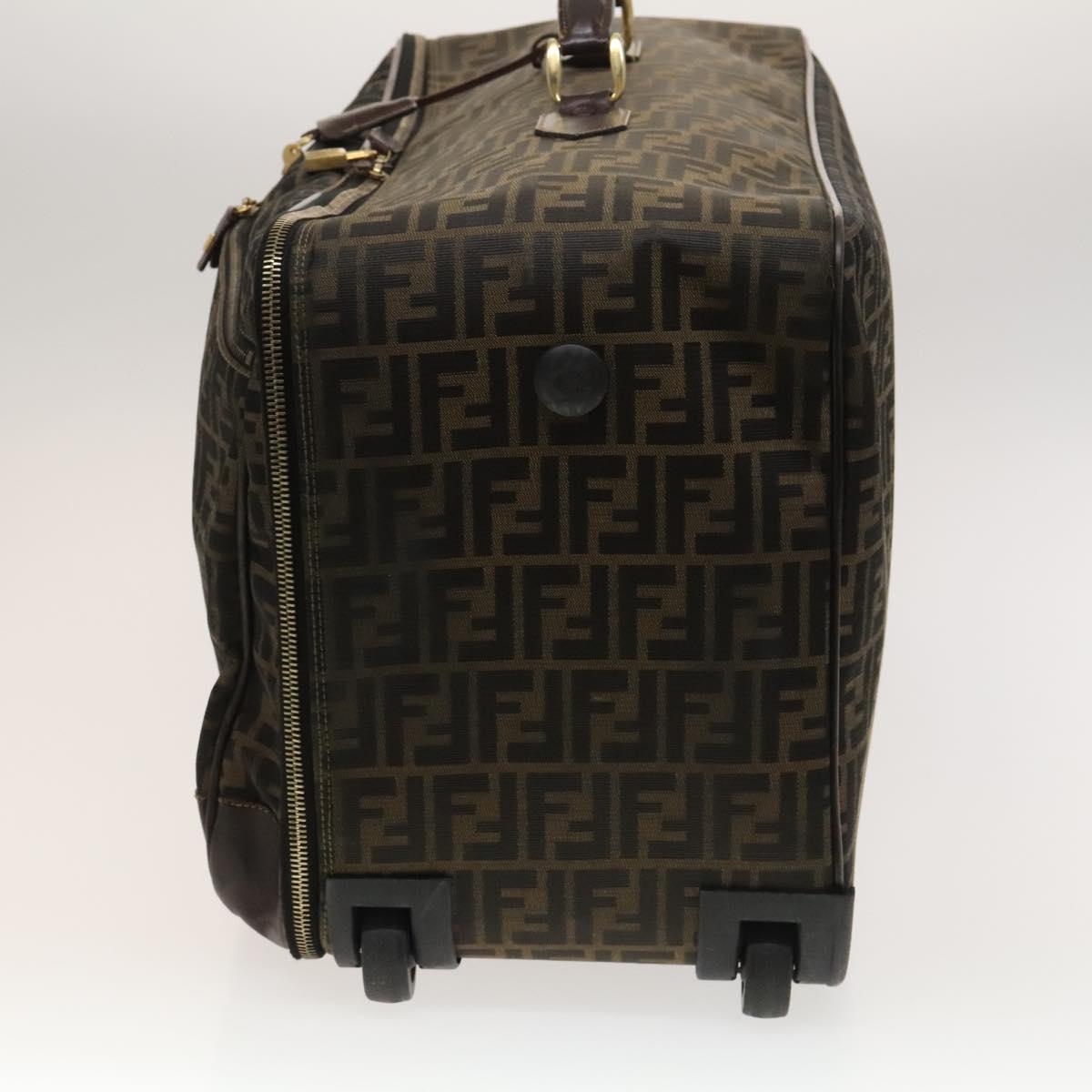 FENDI Zucca Canvas Carry Case Suitcase Black Brown Auth bs26889