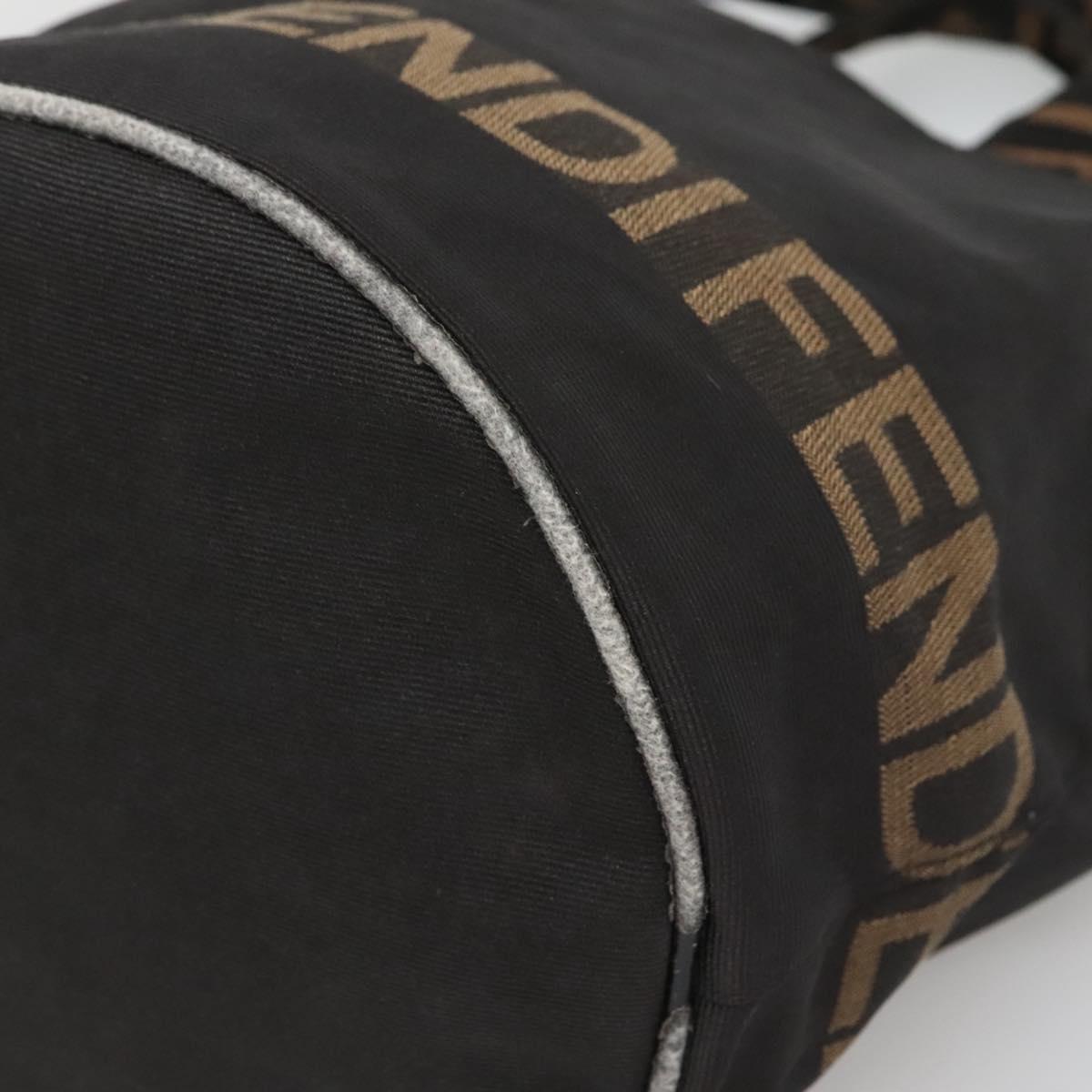 FENDI Hand Bag Nylon Black Brown Auth bs26891
