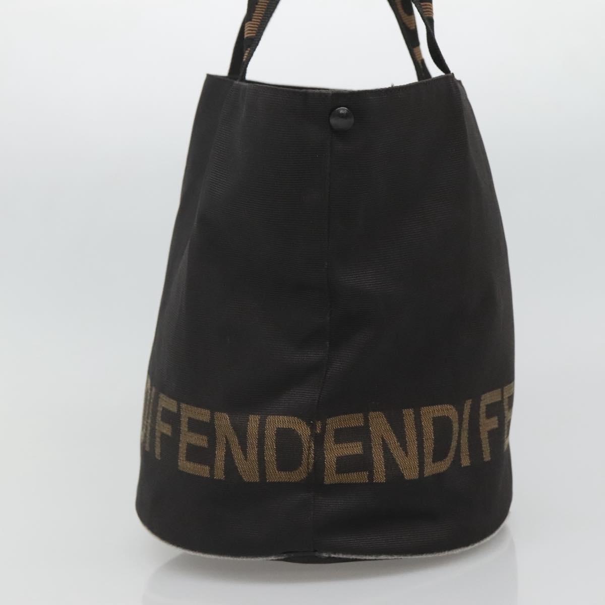 FENDI Hand Bag Nylon Black Brown Auth bs26891