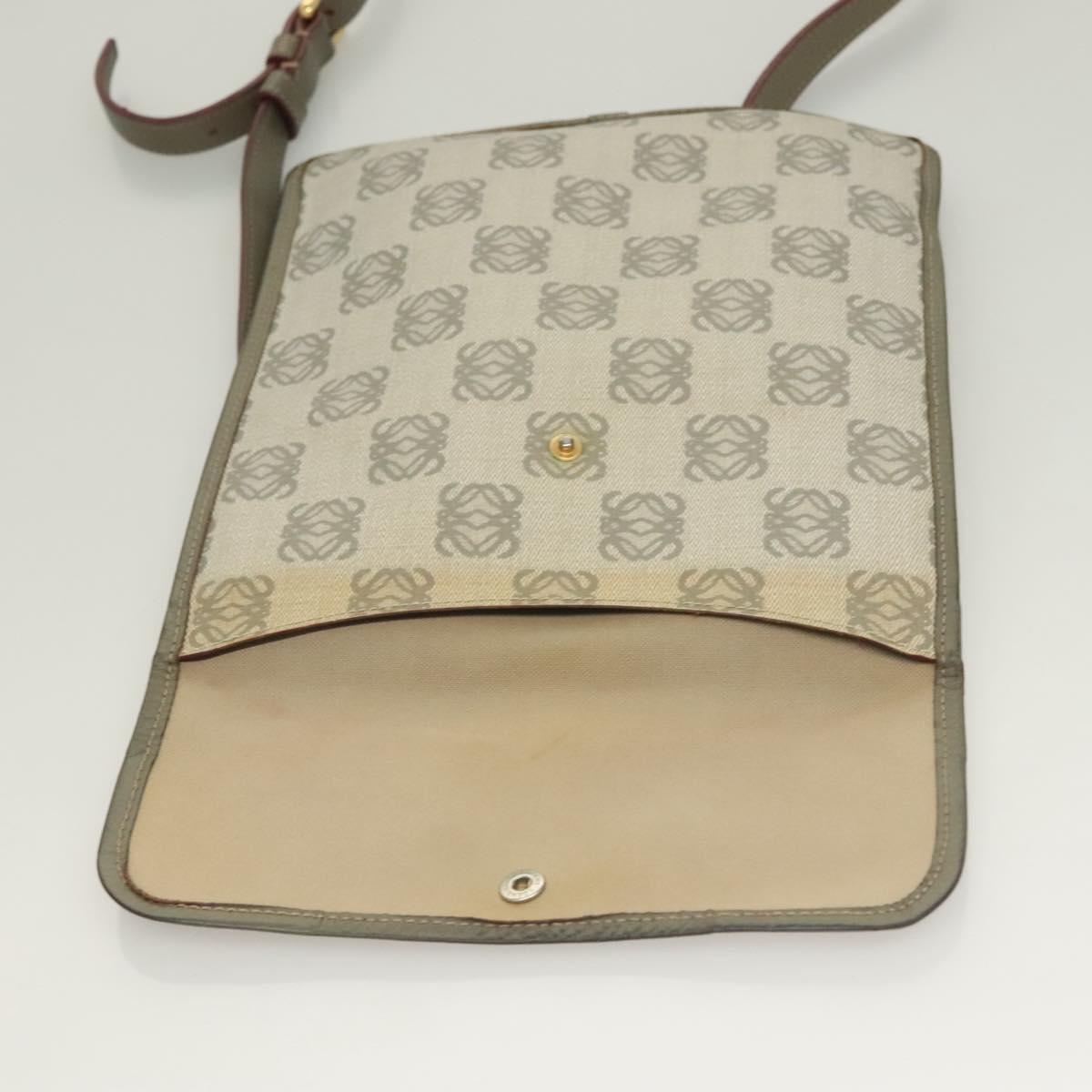 LOEWE Anagram Shoulder Bag PVC Gray Gold Auth bs26893