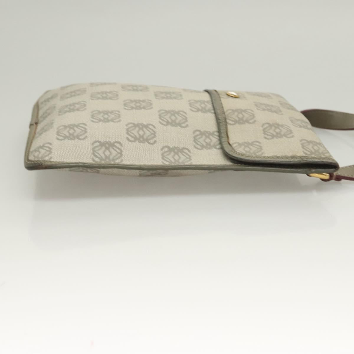 LOEWE Anagram Shoulder Bag PVC Gray Gold Auth bs26893