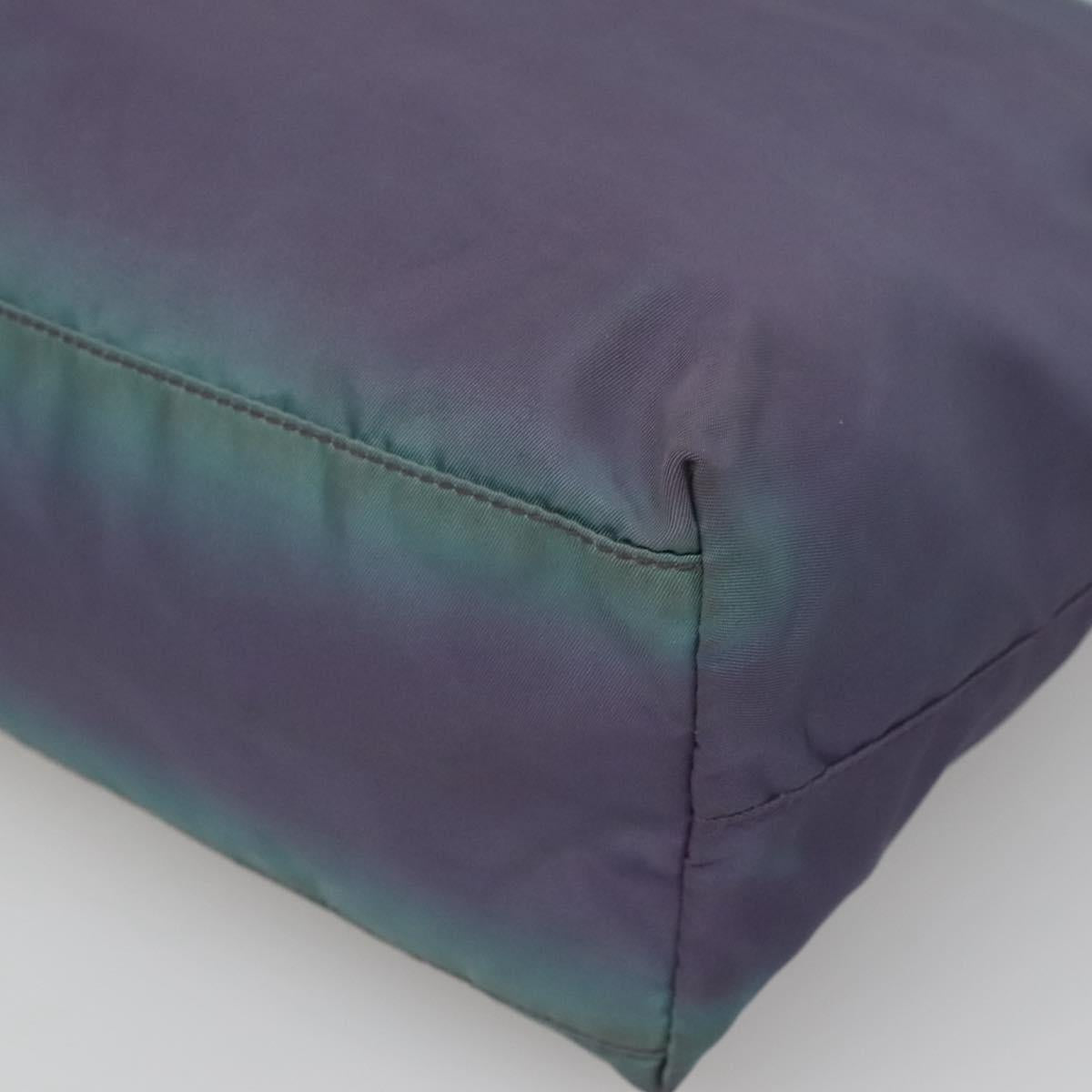 PRADA Tote Bag Nylon Turquoise Blue Silver Auth bs26897