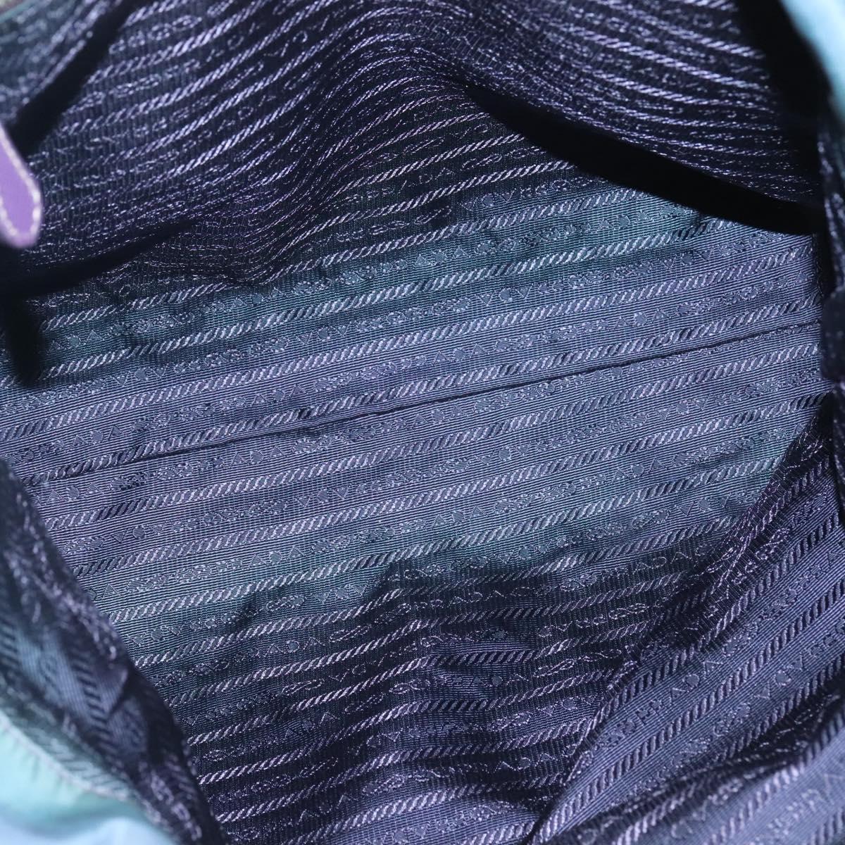 PRADA Tote Bag Nylon Turquoise Blue Silver Auth bs26897