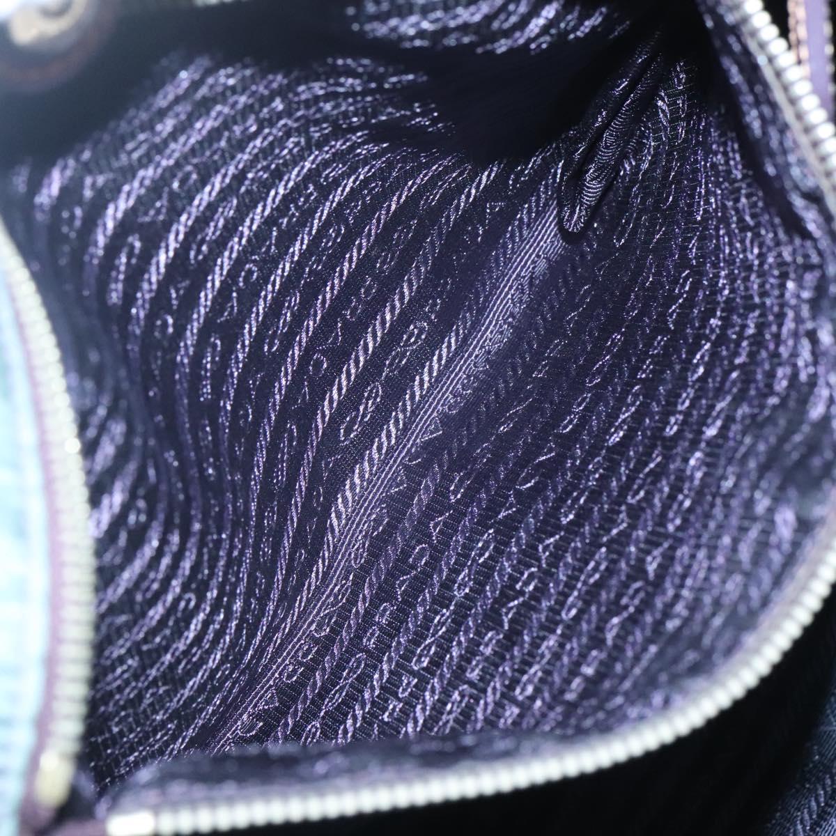 PRADA Tote Bag Nylon Turquoise Blue Silver Auth bs26897