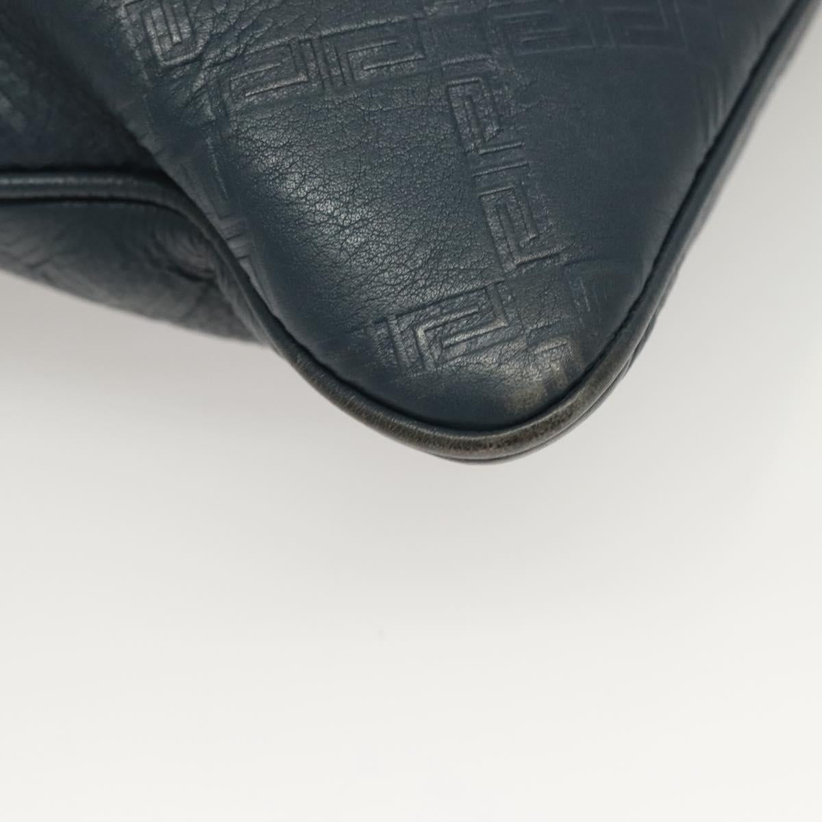 VERSACE Shoulder Bag Leather Blue Auth bs26901