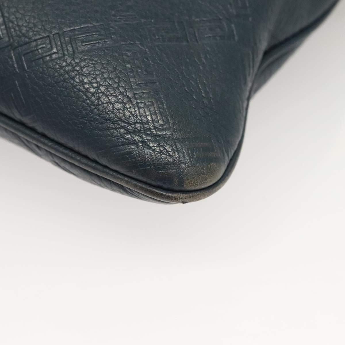 VERSACE Shoulder Bag Leather Blue Auth bs26901