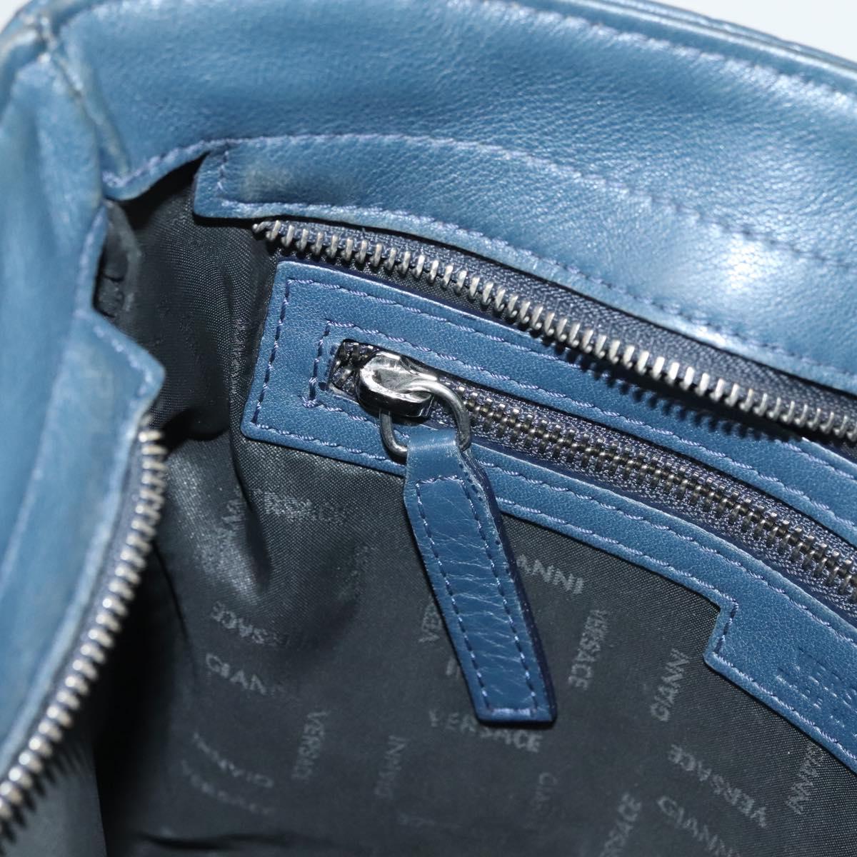 VERSACE Shoulder Bag Leather Blue Auth bs26901