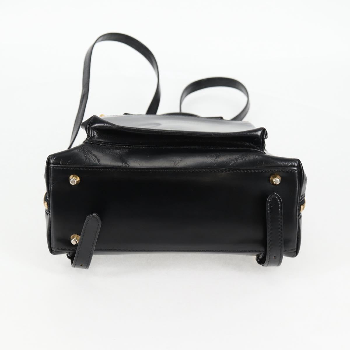 Gianni Versace Backpack Enamel Black Gold Auth bs26902