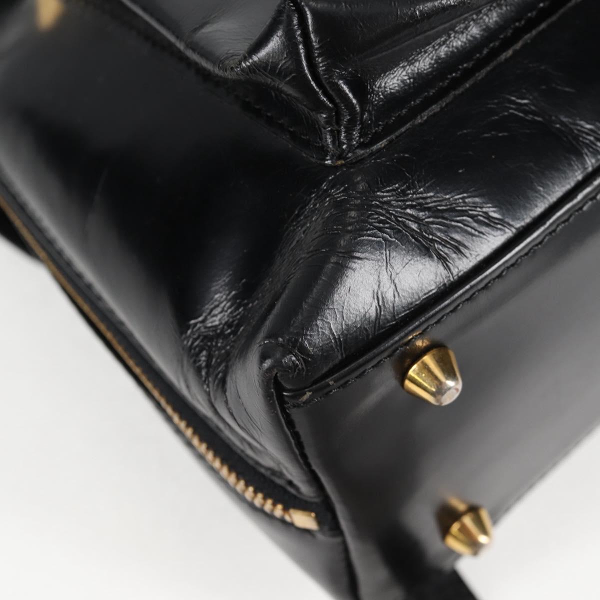 Gianni Versace Backpack Enamel Black Gold Auth bs26902