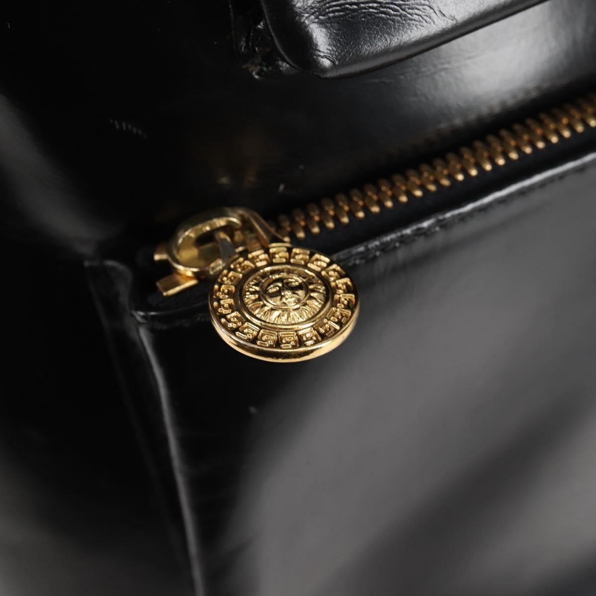 Gianni Versace Backpack Enamel Black Gold Auth bs26902