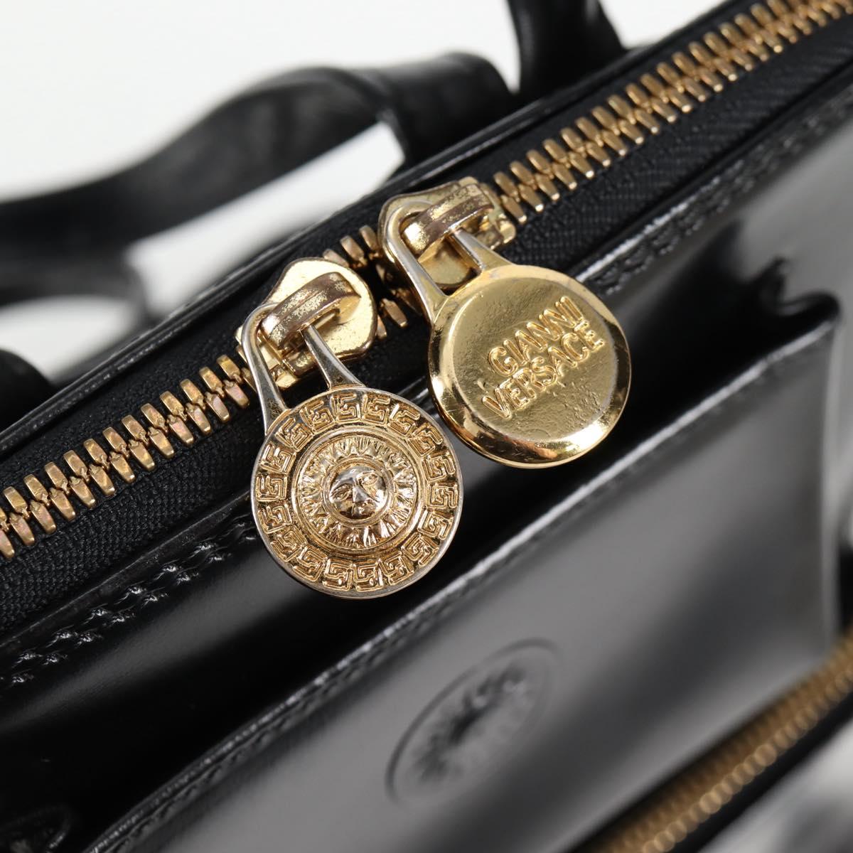 Gianni Versace Backpack Enamel Black Gold Auth bs26902