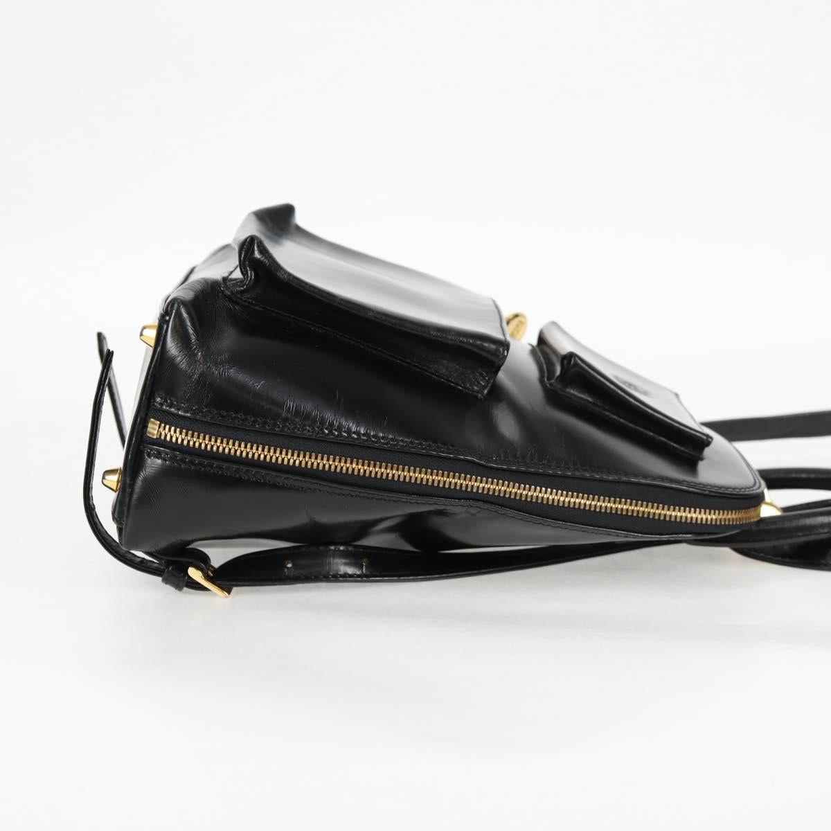 Gianni Versace Backpack Enamel Black Gold Auth bs26902