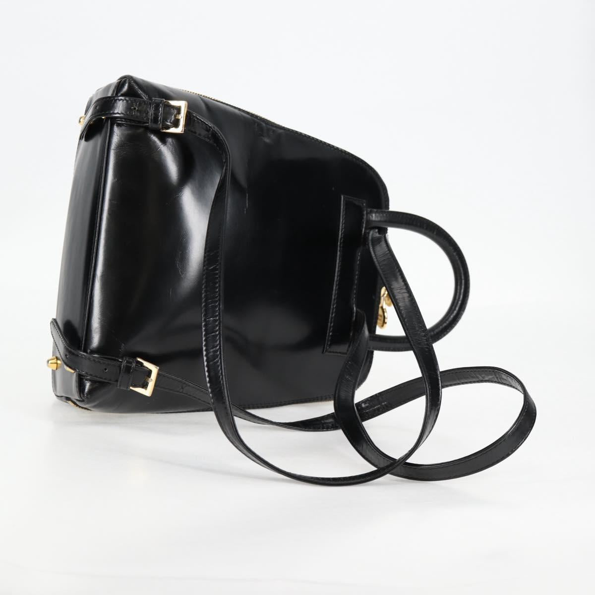 Gianni Versace Backpack Enamel Black Gold Auth bs26902