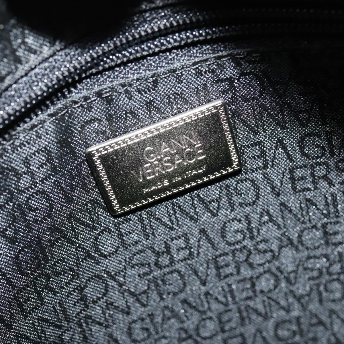 Gianni Versace Shoulder Bag Leather Black Silver Auth bs26903