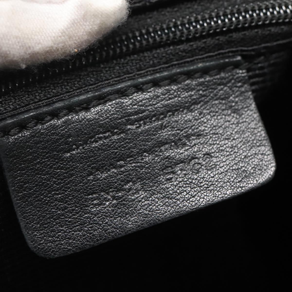 Salvatore Ferragamo Gancini Bag Canvas Leather Black Silver Auth bs26905