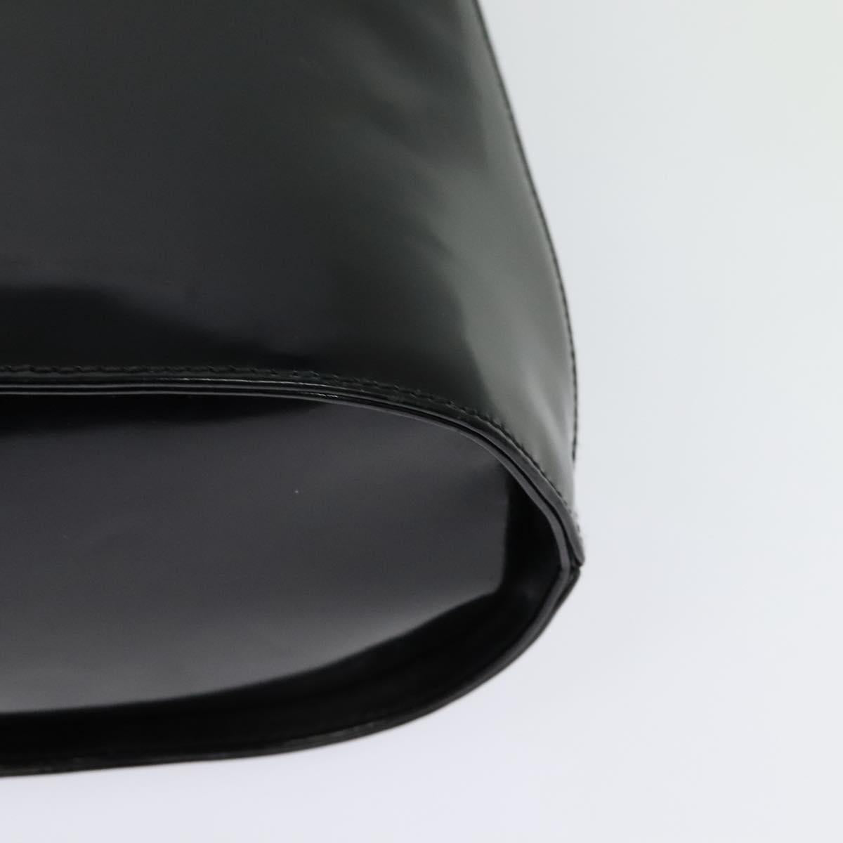 Salvatore Ferragamo Gancini Shoulder Bag Enamel Black Auth bs26907