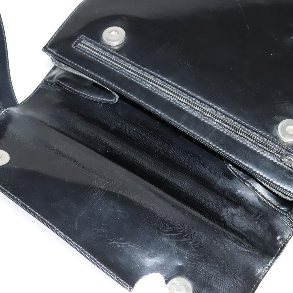 Salvatore Ferragamo Gancini Shoulder Bag Enamel Black Auth bs26907