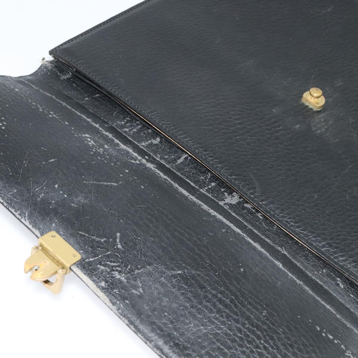Burberrys Business Bag Leather Black Gold Auth bs26949