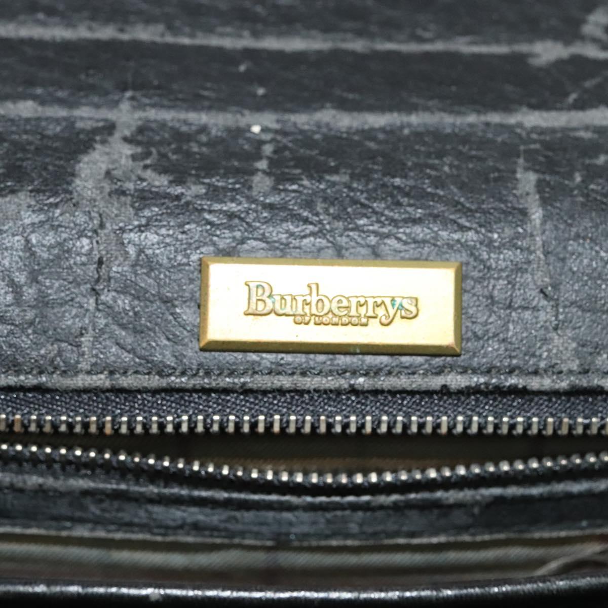 Burberrys Business Bag Leather Black Gold Auth bs26949