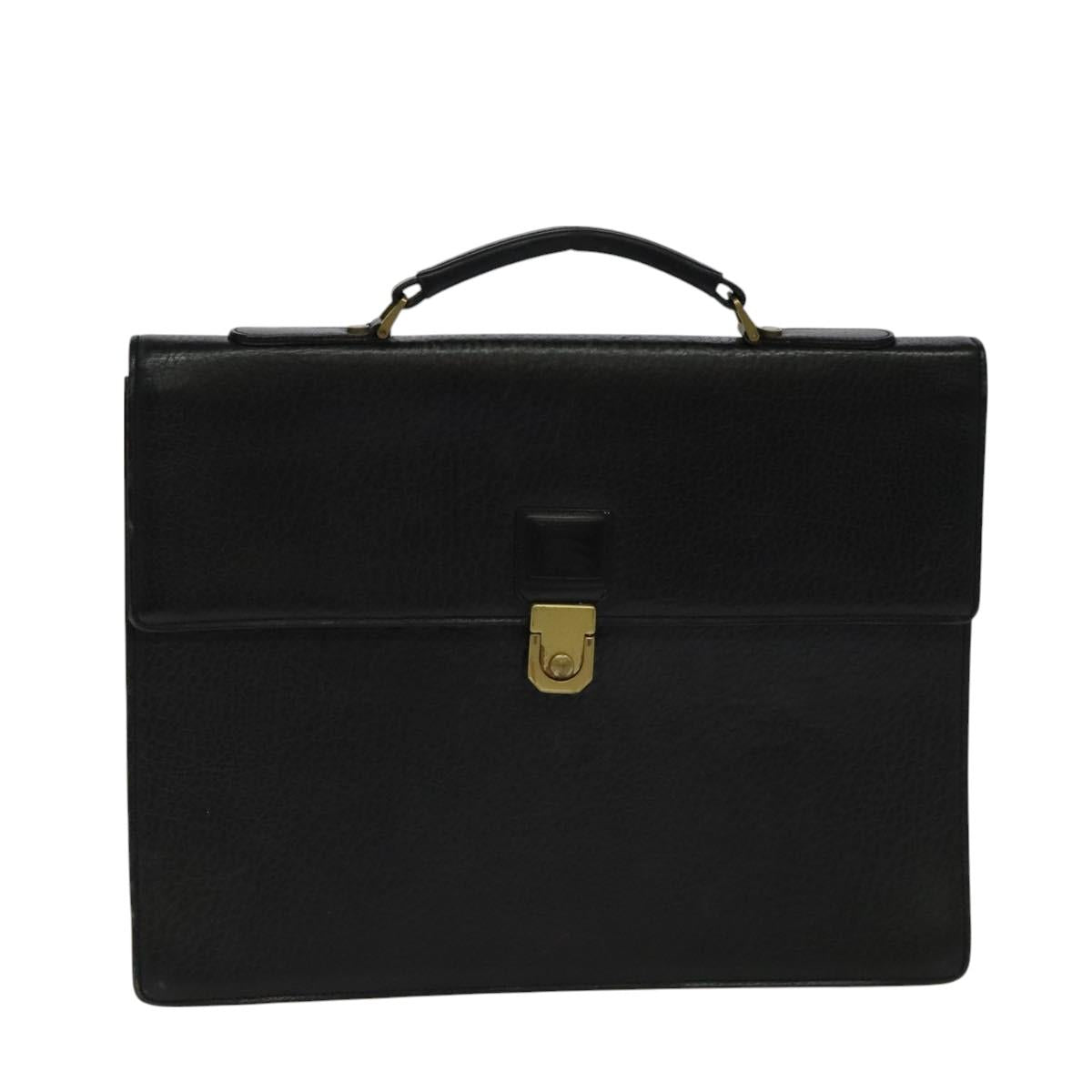 Burberrys Business Bag Leather Black Gold Auth bs26949