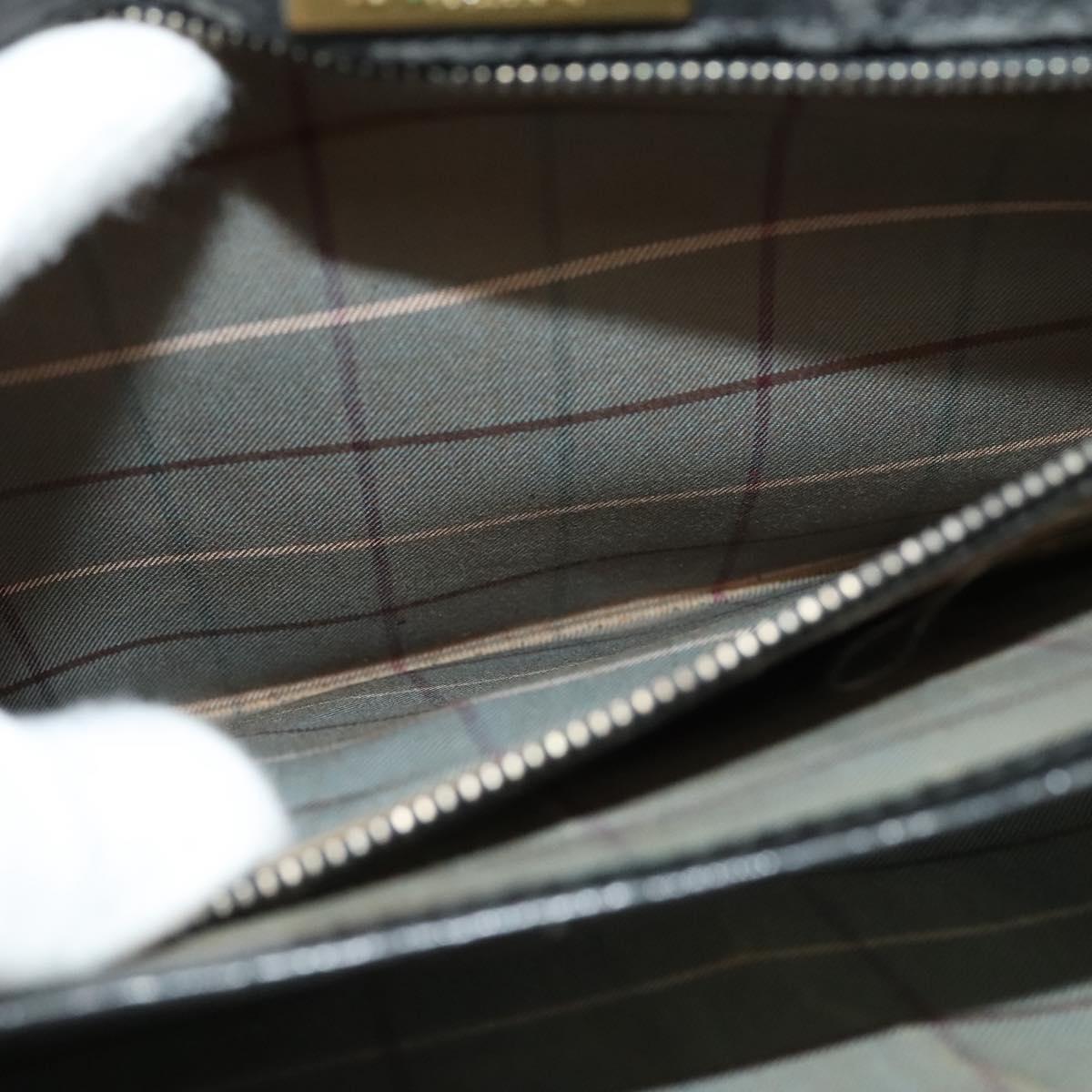 Burberrys Business Bag Leather Black Gold Auth bs26949