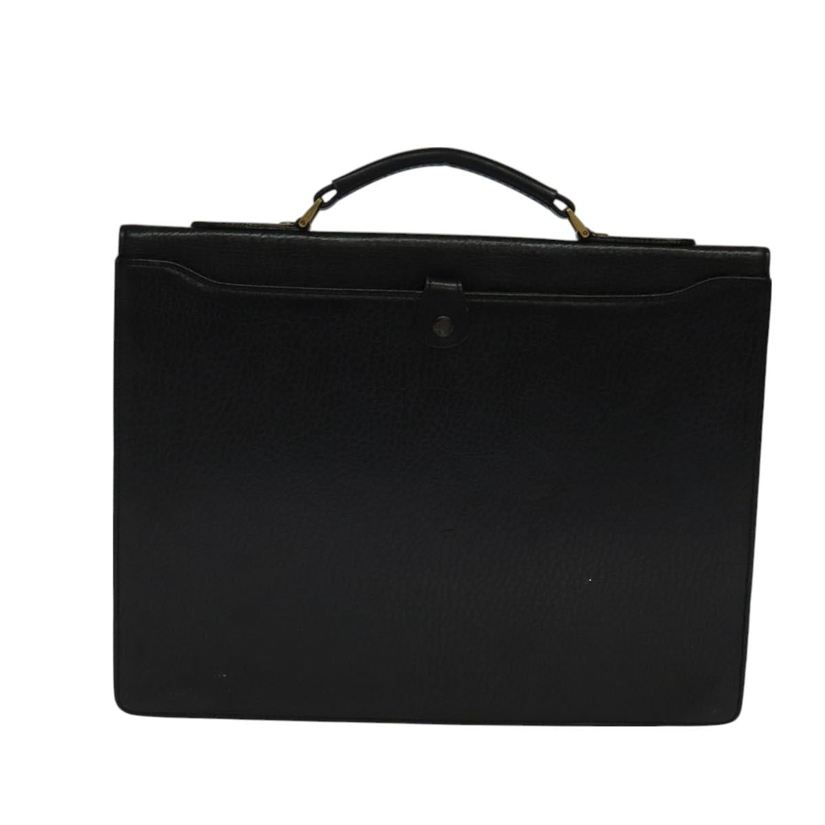 Burberrys Business Bag Leather Black Gold Auth bs26949