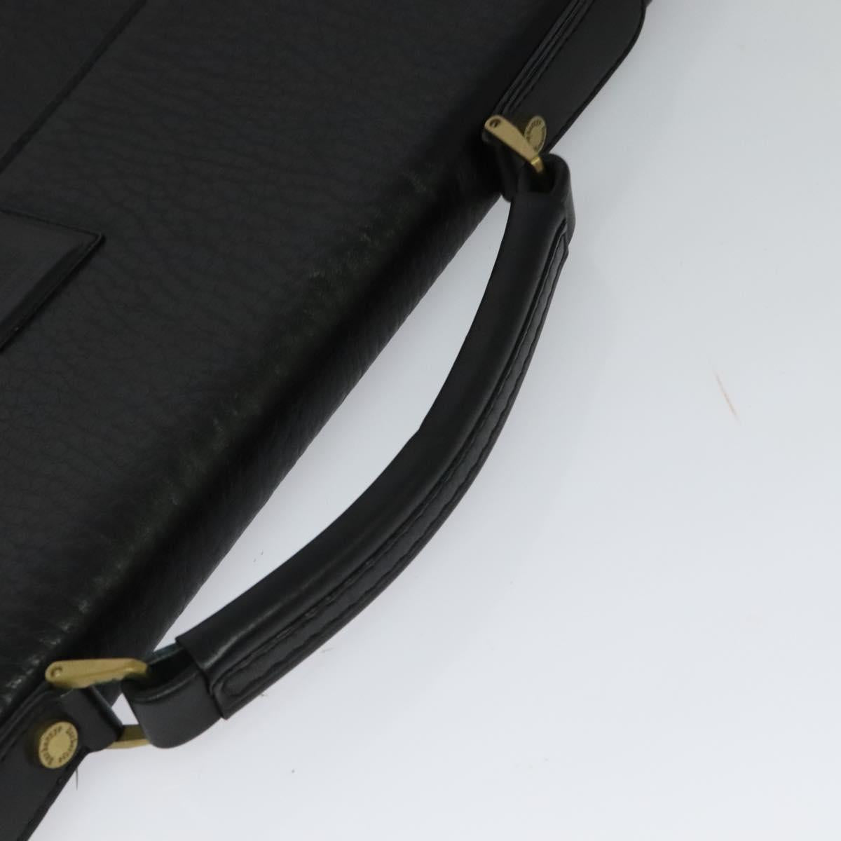 Burberrys Business Bag Leather Black Gold Auth bs26949