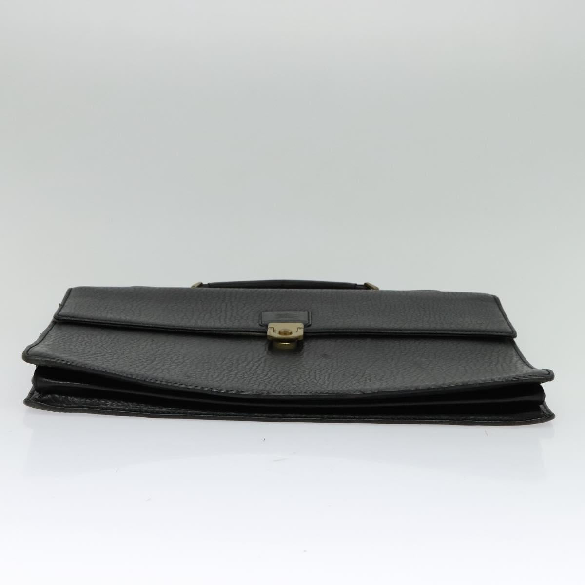 Burberrys Business Bag Leather Black Gold Auth bs26949