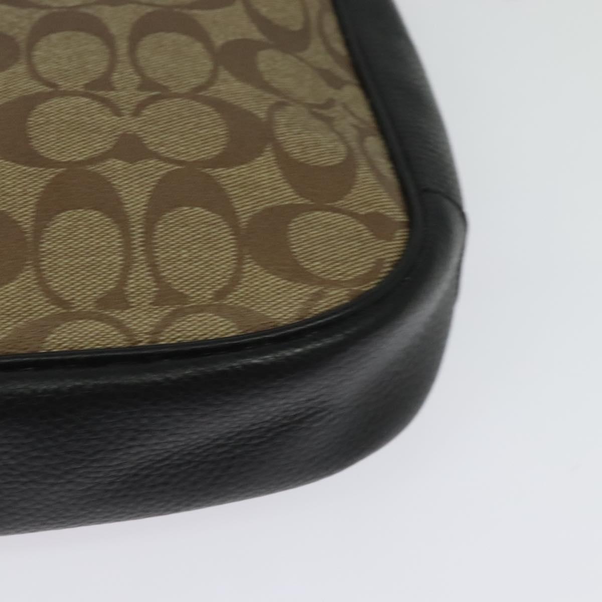 Coach Signature Shoulder Bag PVC Beige Gold Auth bs26966