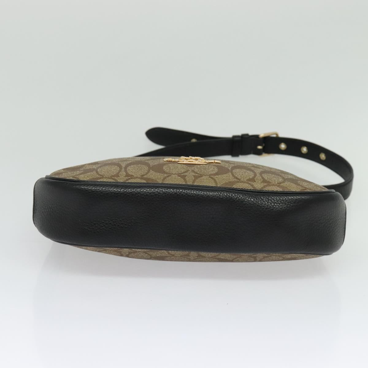 Coach Signature Shoulder Bag PVC Beige Gold Auth bs26966