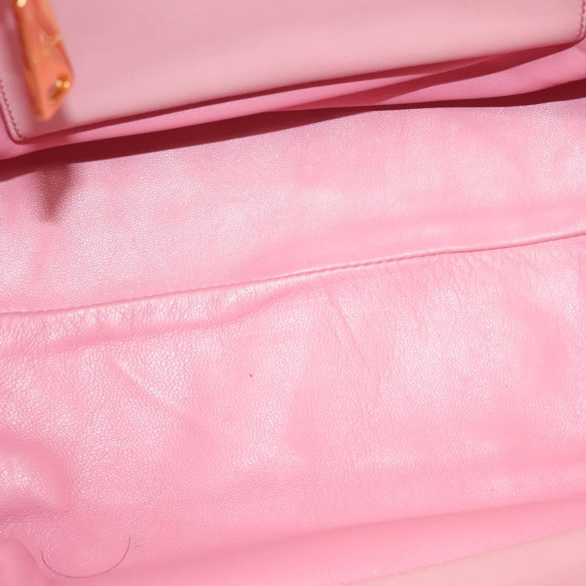 Miu Miu Matelasse Hand Bag Leather Pink Gold Auth bs26980