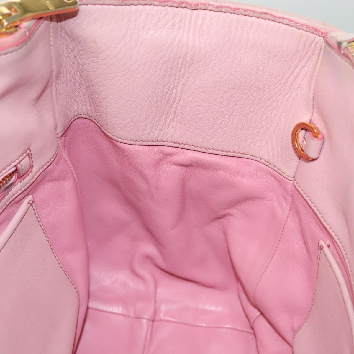 Miu Miu Matelasse Hand Bag Leather Pink Gold Auth bs26980
