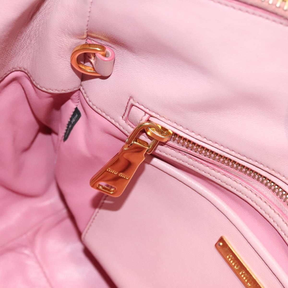 Miu Miu Matelasse Hand Bag Leather Pink Gold Auth bs26980
