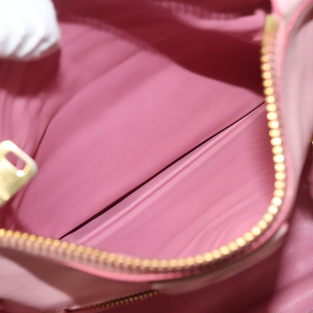 Miu Miu Matelasse Hand Bag Leather Pink Gold Auth bs26980