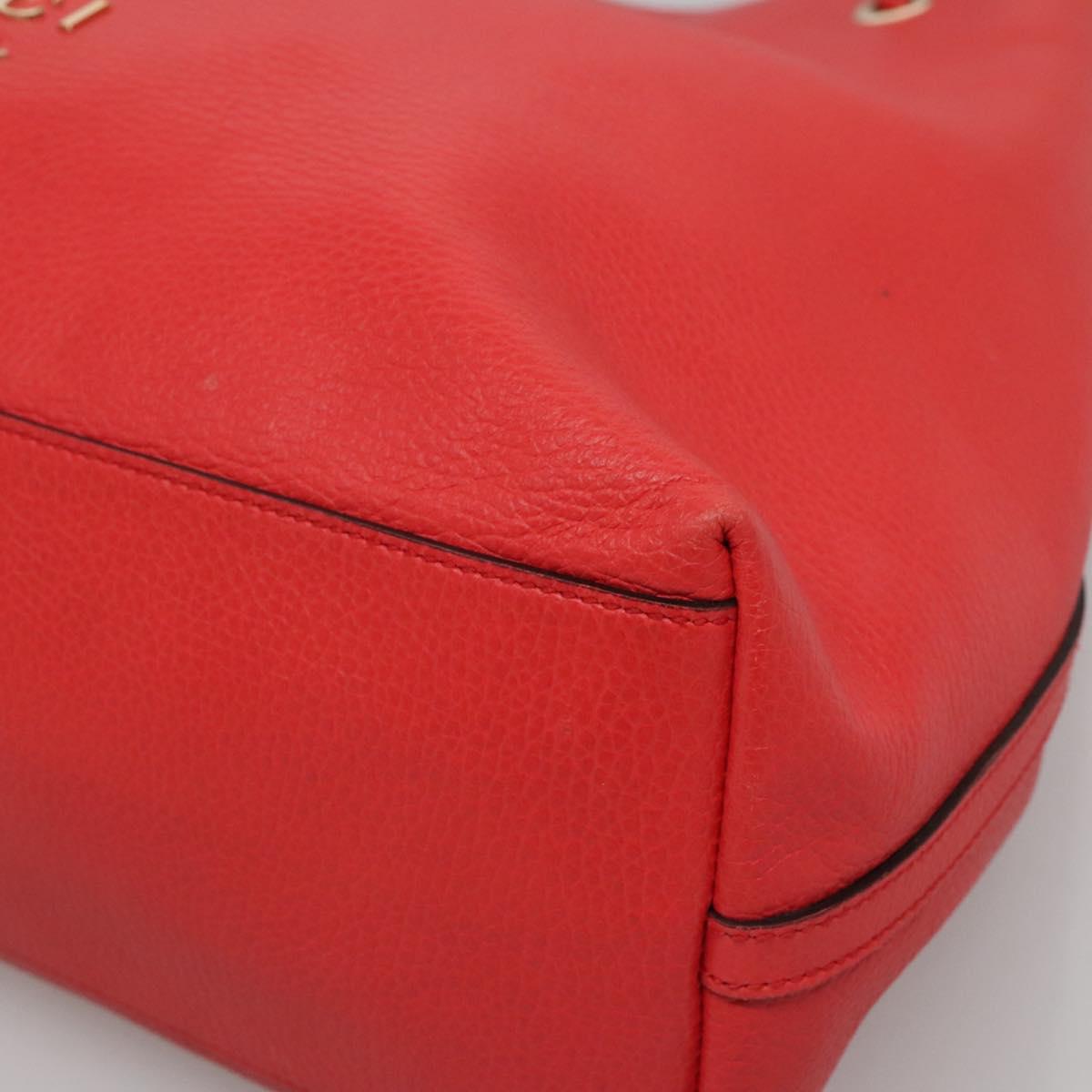 GUCCI Tote Bag Leather Outlet Red Gold 380118 Auth bs26981