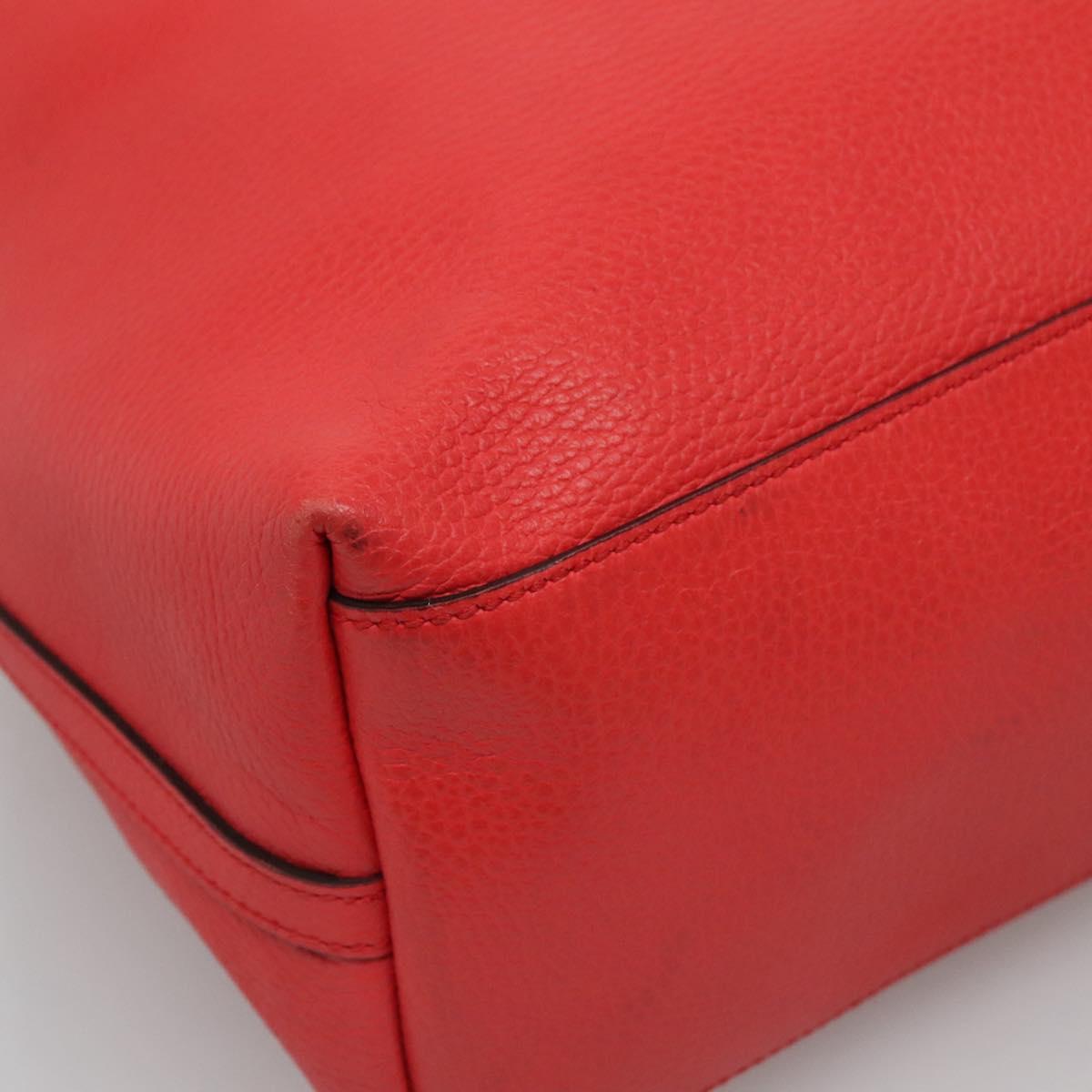 GUCCI Tote Bag Leather Outlet Red Gold 380118 Auth bs26981