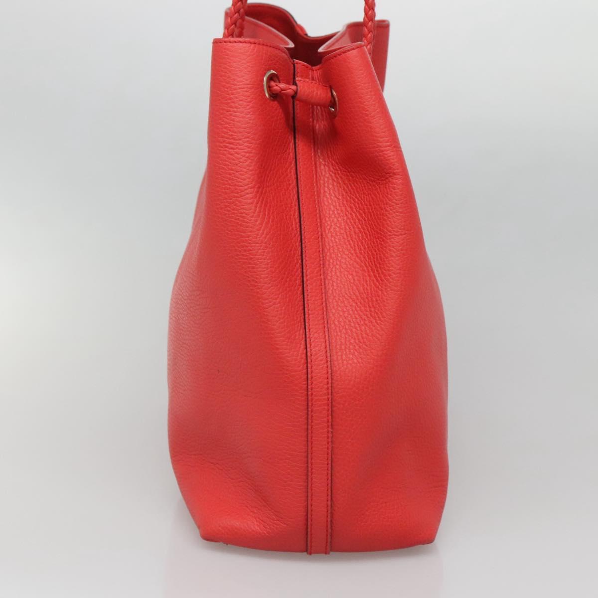 GUCCI Tote Bag Leather Outlet Red Gold 380118 Auth bs26981