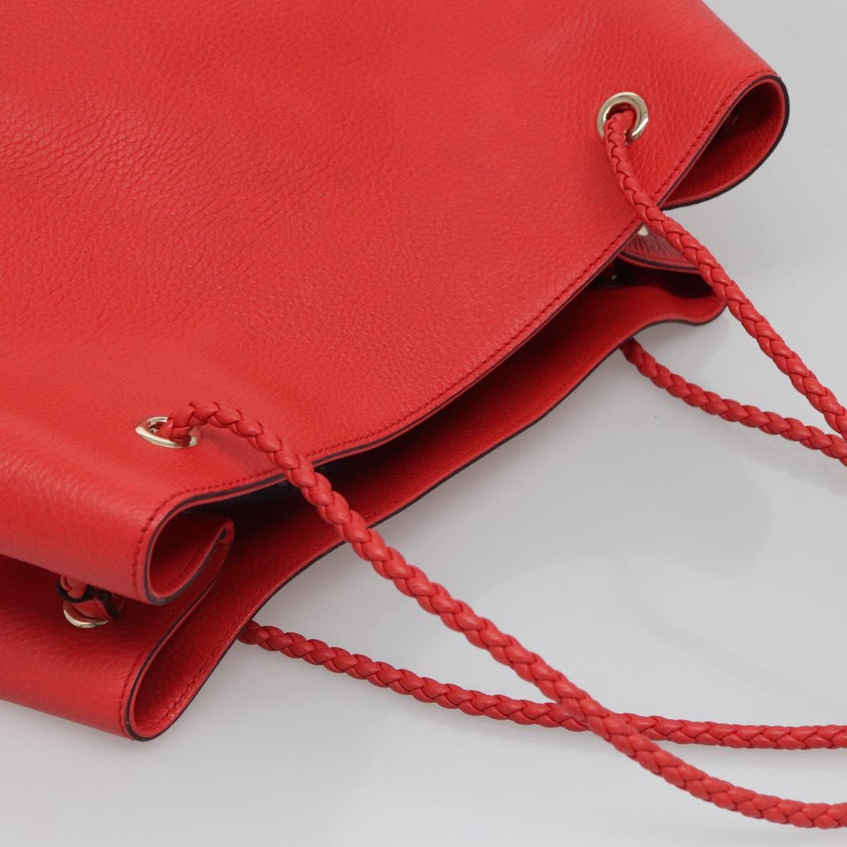 GUCCI Tote Bag Leather Outlet Red Gold 380118 Auth bs26981