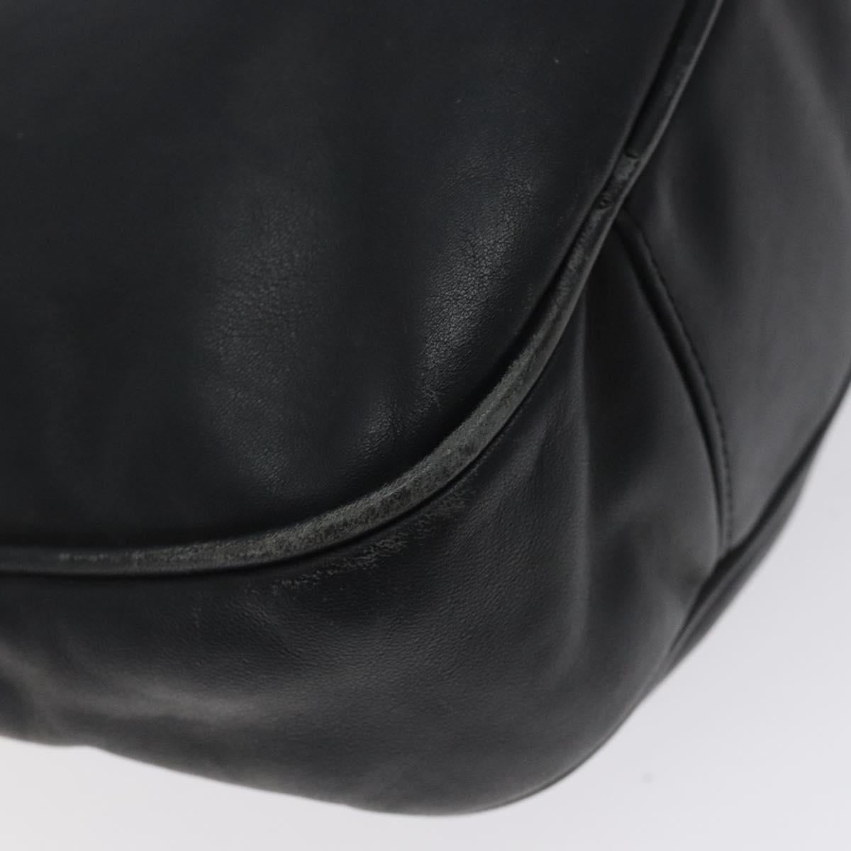 GUCCI Bamboo Shoulder Bag Leather Black Gold 001 1781 1638 Auth bs26983