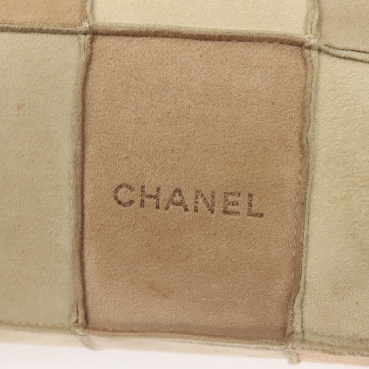 CHANEL Tote Bag Mouton Beige Silver CC Auth bs26984