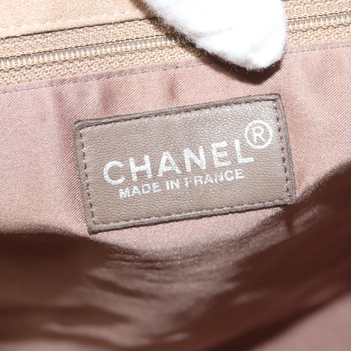 CHANEL Tote Bag Mouton Beige Silver CC Auth bs26984