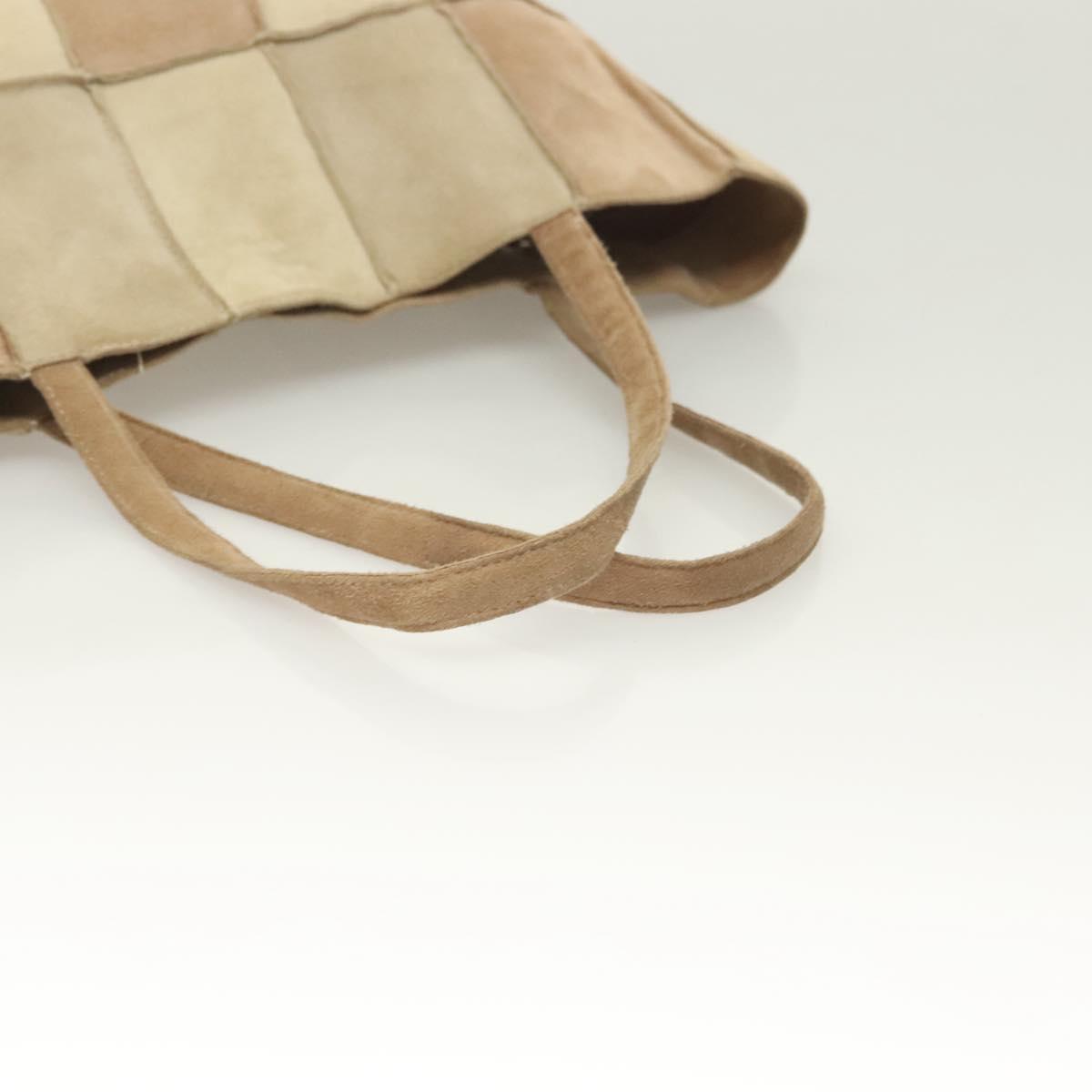 CHANEL Tote Bag Mouton Beige Silver CC Auth bs26984