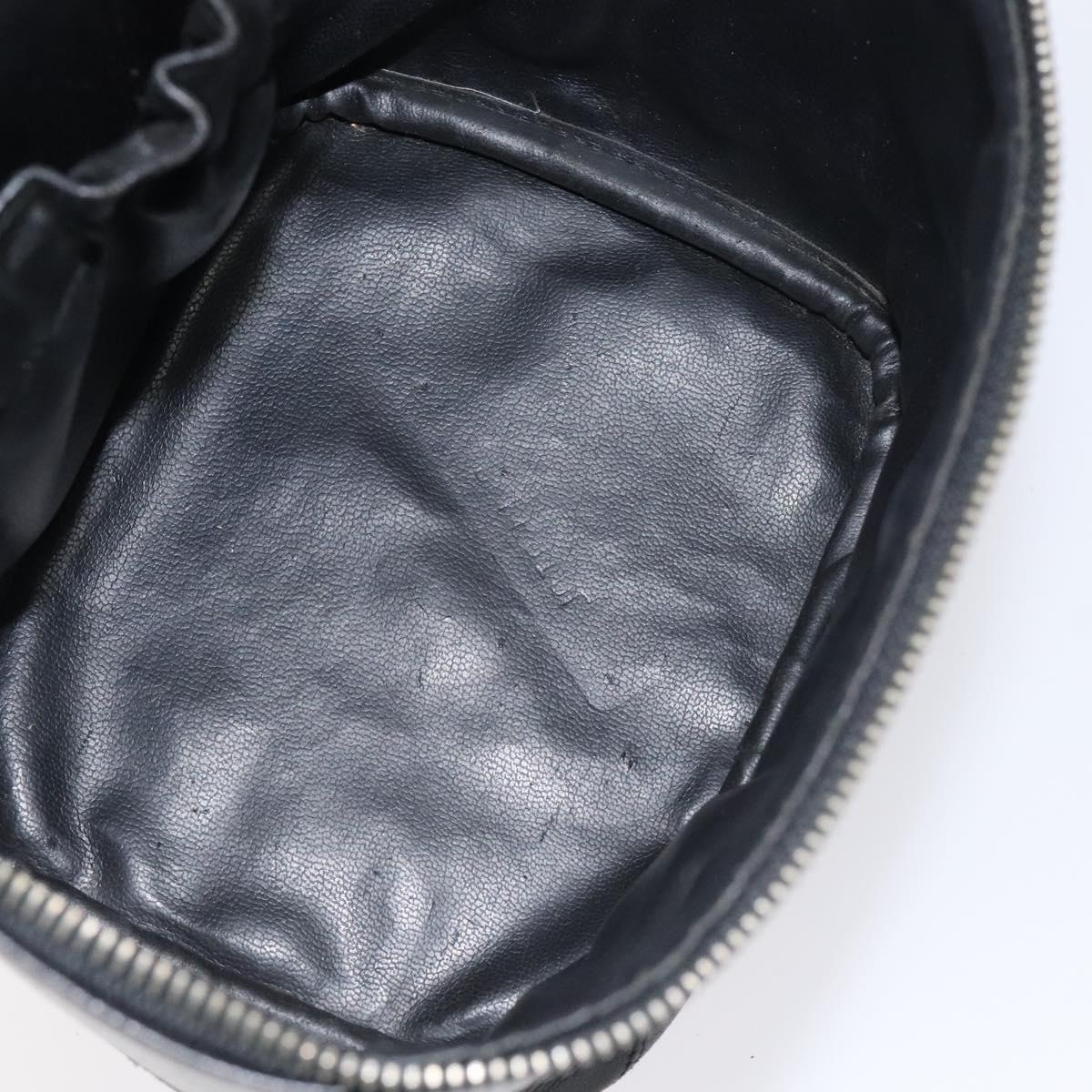 CHANEL Vanity Pouch Lamb Skin Black Gold CC Auth bs26985