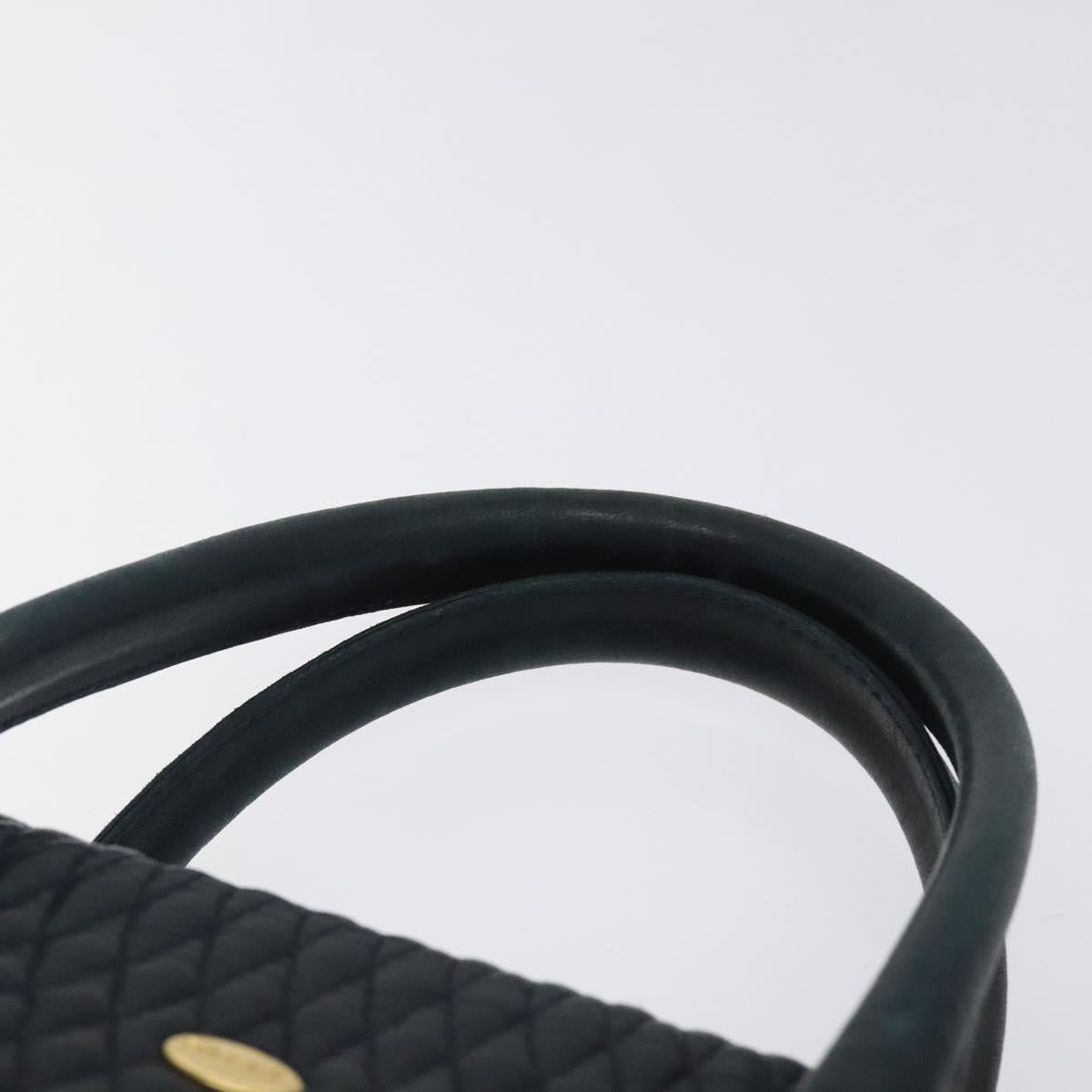BALLY Hand Bag Leather Navy Gold Auth bs26990