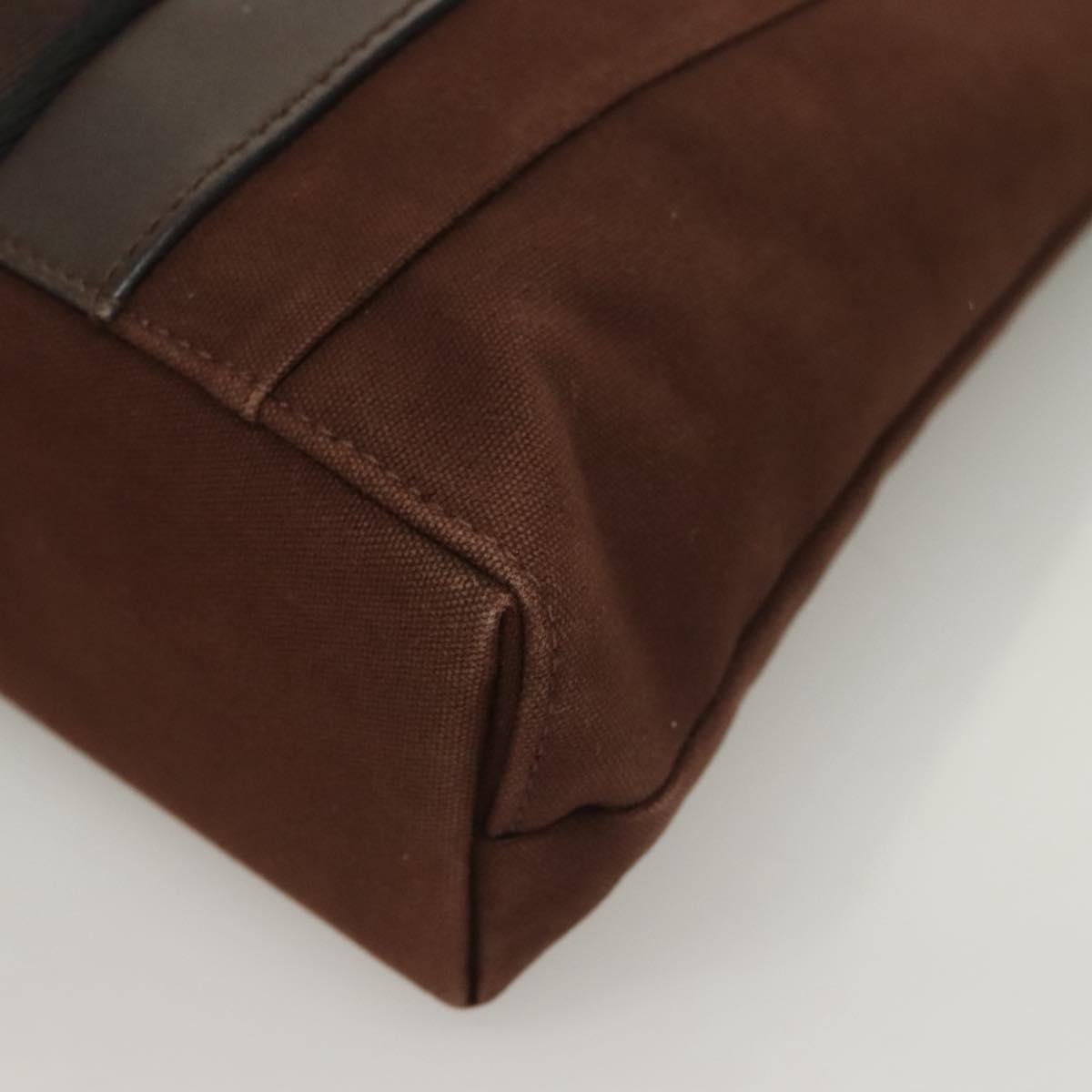 HERMES Trocha Horizontal Zonal MM Hand Bag Canvas Brown Black Auth bs26991