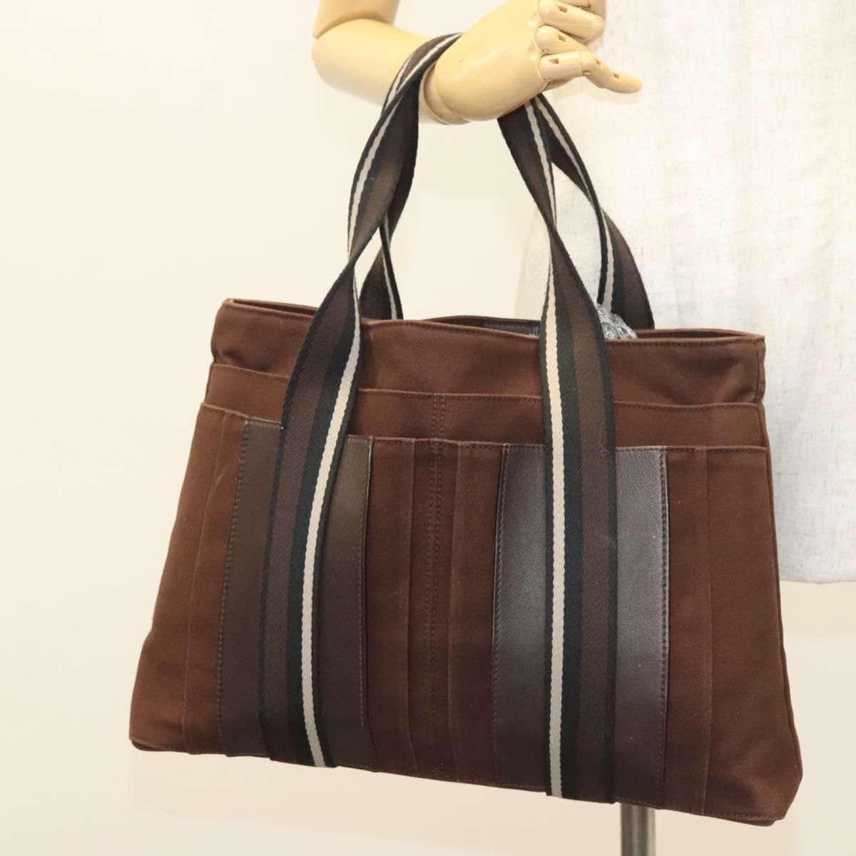 HERMES Trocha Horizontal Zonal MM Hand Bag Canvas Brown Black Auth bs26991