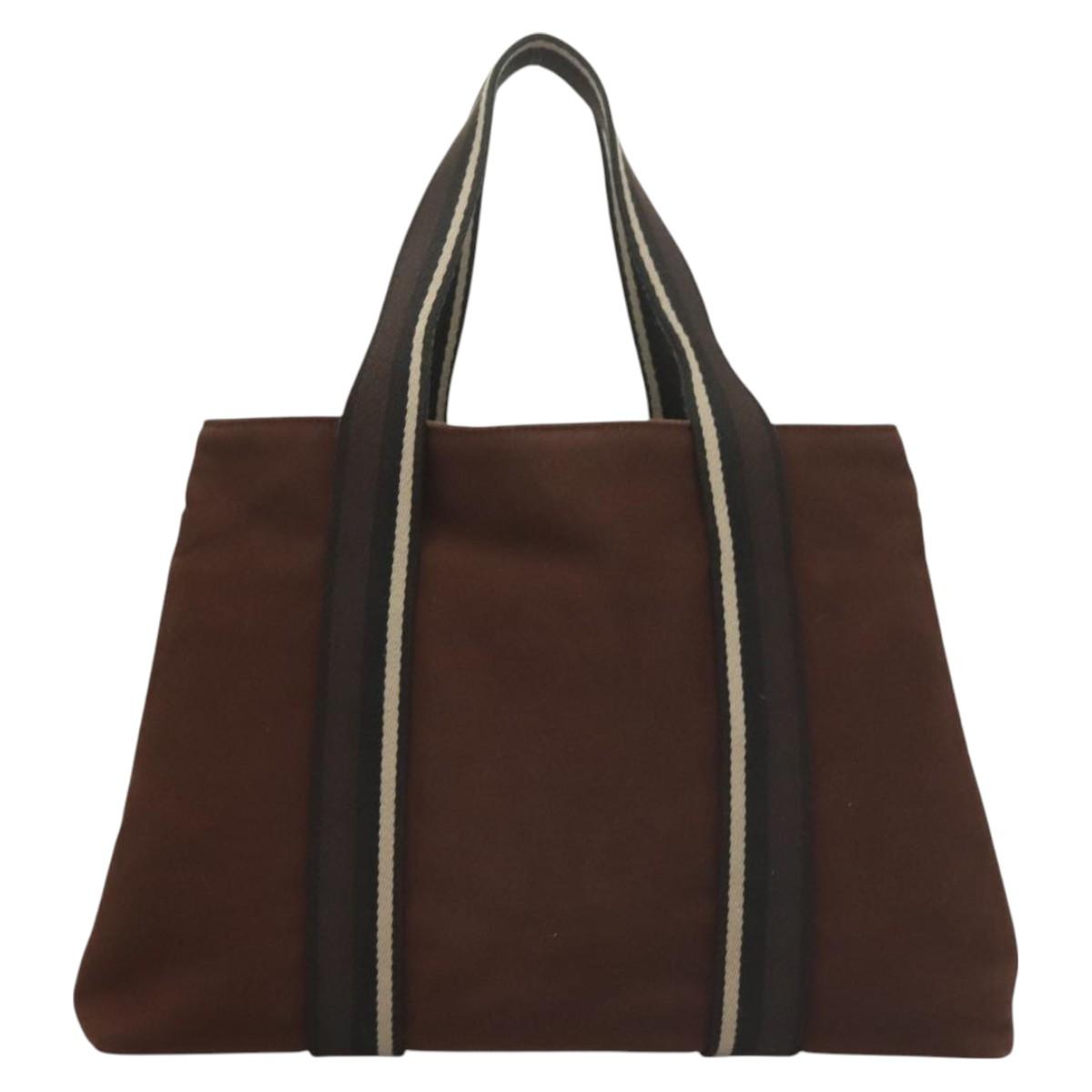 HERMES Trocha Horizontal Zonal MM Hand Bag Canvas Brown Black Auth bs26991