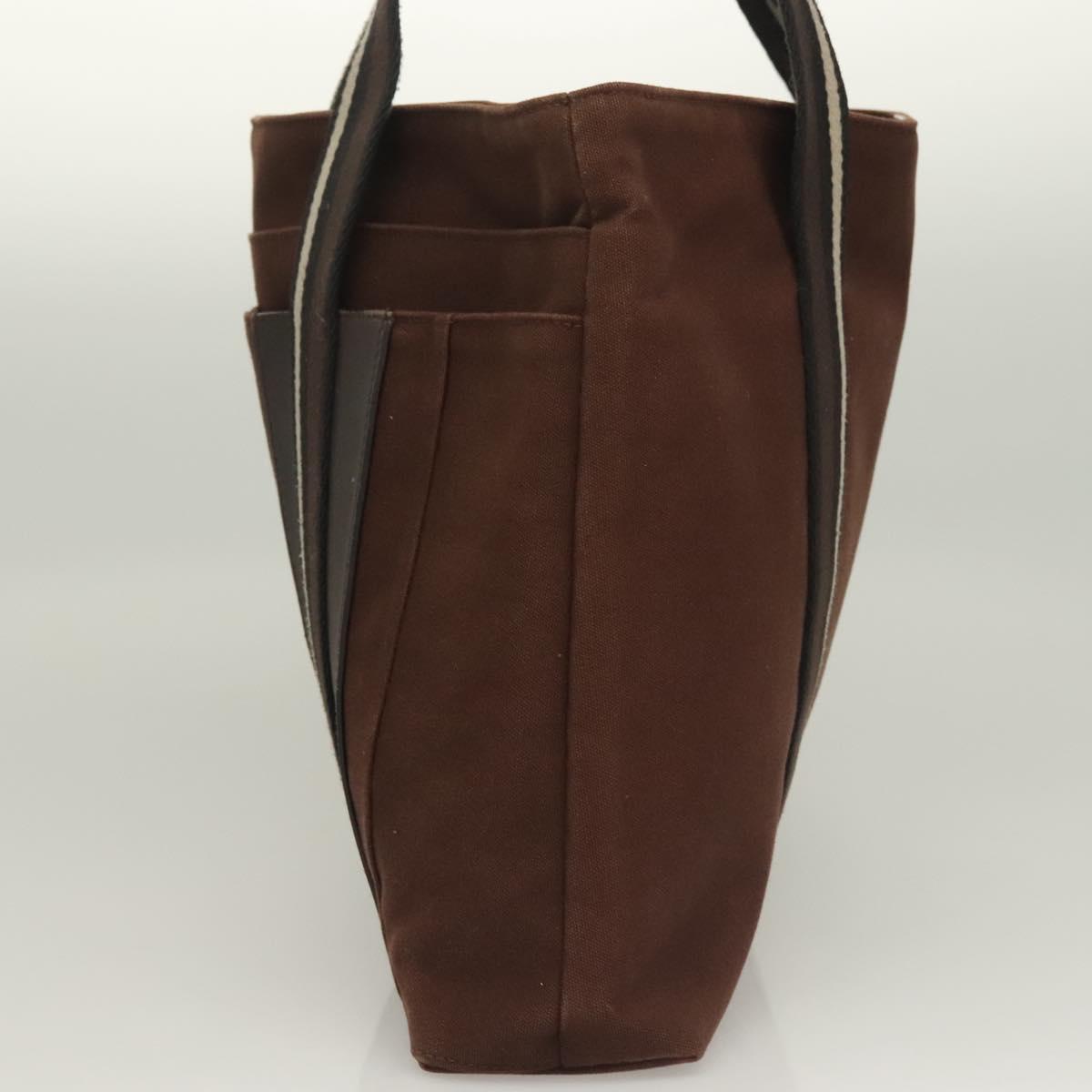 HERMES Trocha Horizontal Zonal MM Hand Bag Canvas Brown Black Auth bs26991